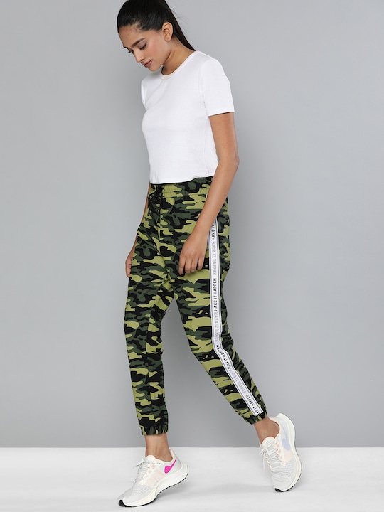 Harvard Women Camouflage Printed Slim Cropped Joggers With Side Taping