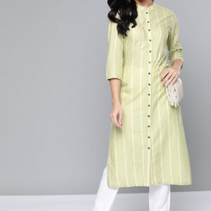 HERE&NOW Women Striped Printed Straight Kurta