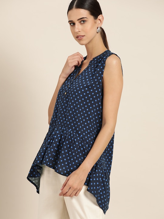 her by invictus Women Polka Dots Printed A-Line Top