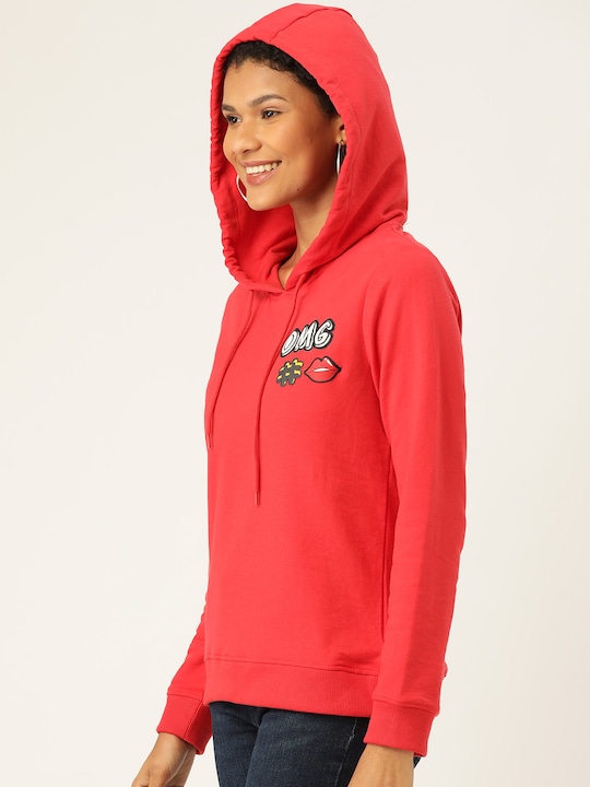 DressBerry Women Solid Hooded Sweatshirt