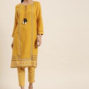 all about you Women Solid Straight Kurta