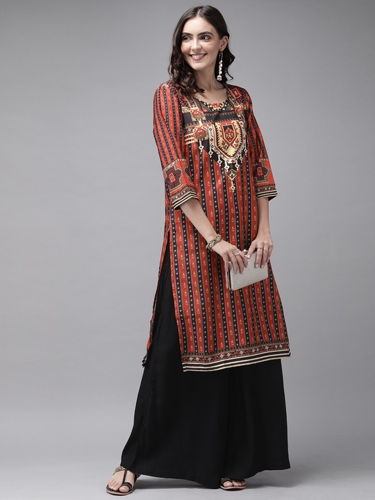 Anouk Women Printed Kurta with Palazzos