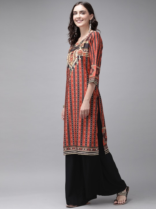 Anouk Women Printed Kurta with Palazzos