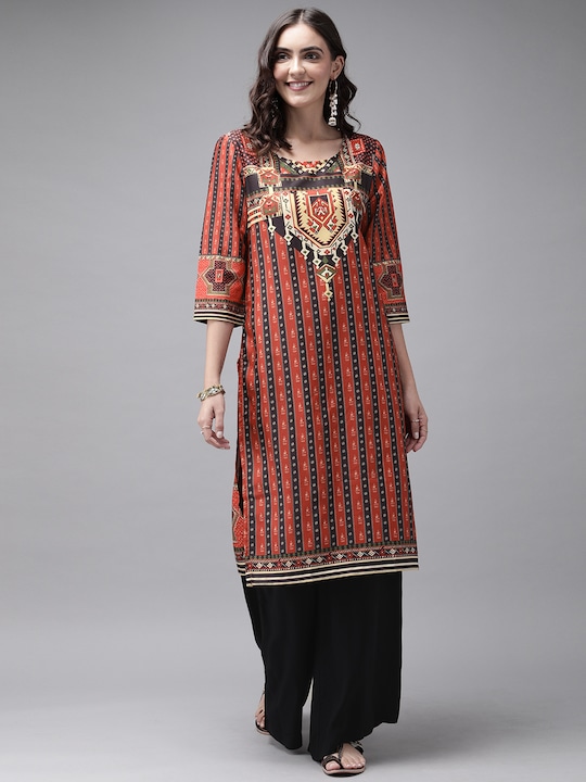 Anouk Women Printed Kurta with Palazzos