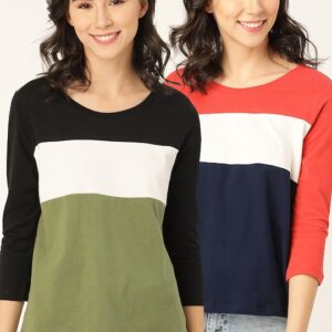 DressBerry Women Pack of 2 Pure Cotton Round Neck T-shirts