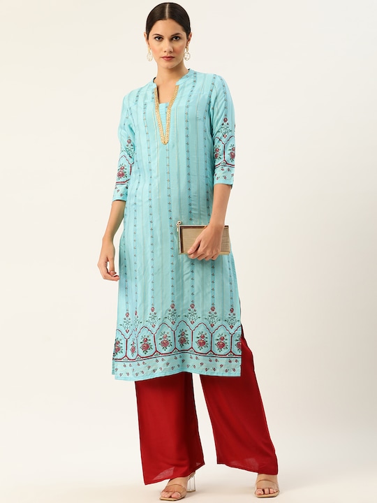 Anouk Women Ethnic Motifs Printed Thread Work Kurta