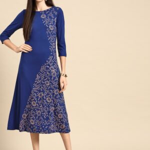 Anouk Ethnic Motifs A-Line Midi Dress