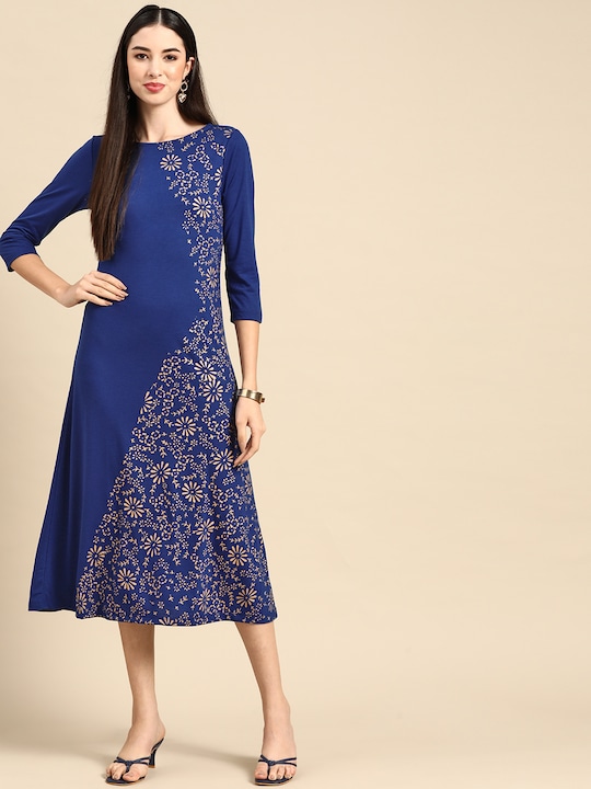 Anouk Ethnic Motifs A-Line Midi Dress