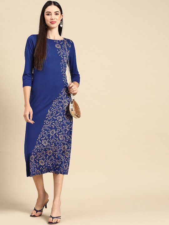 Anouk Ethnic Motifs A-Line Midi Dress