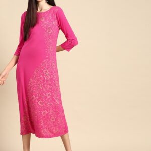 Anouk Ethnic Motifs A-Line Midi Dress