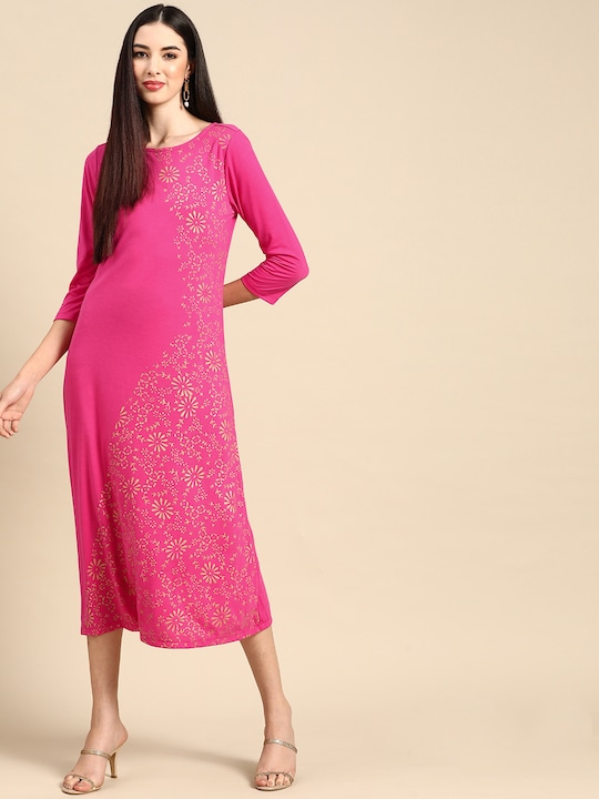 Anouk Ethnic Motifs A-Line Midi Dress