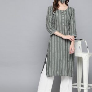 HERE&NOW Women Striped Straight Kurta