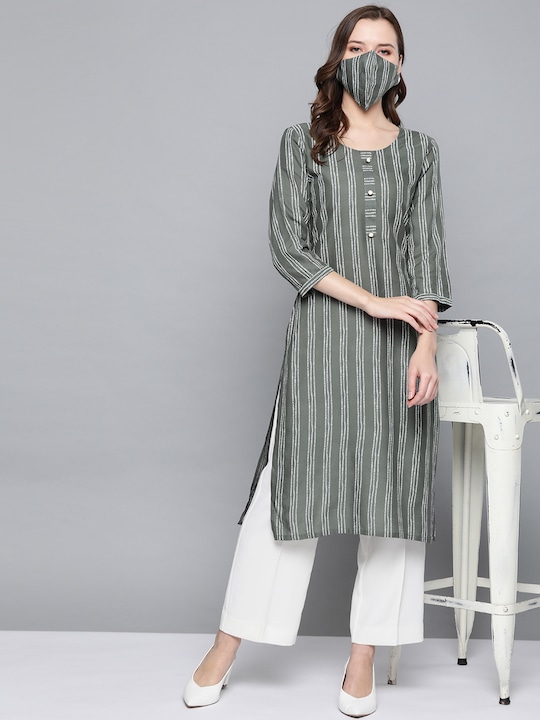 HERE&NOW Women Striped Straight Kurta