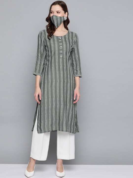 HERE&NOW Women Striped Straight Kurta