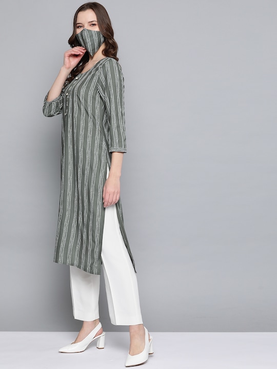 HERE&NOW Women Striped Straight Kurta