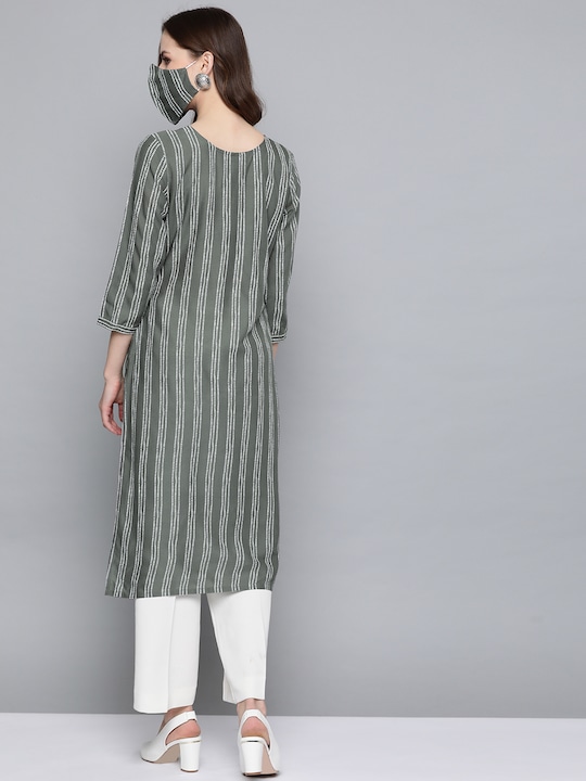 HERE&NOW Women Striped Straight Kurta