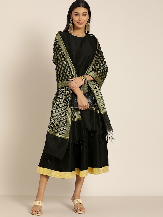 all about you Women Fit and Flare Dress with Dupatta