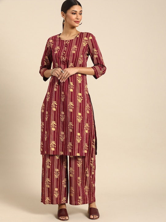 Anouk Women Printed Kurta with Palazzos