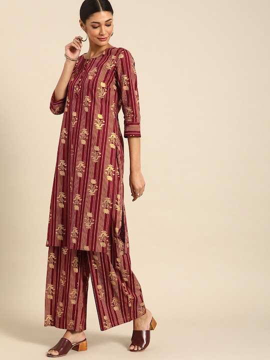 Anouk Women Printed Kurta with Palazzos