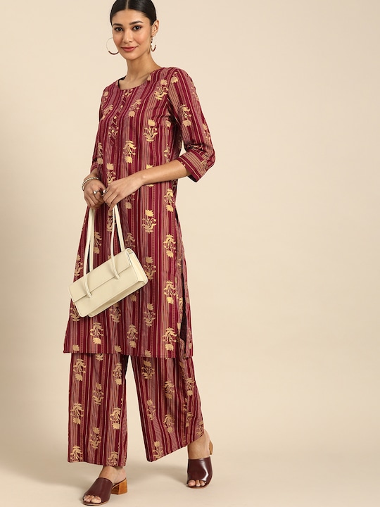 Anouk Women Printed Kurta with Palazzos