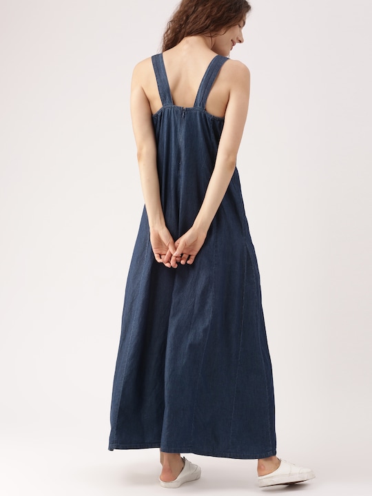 DressBerry Women Solid Denim Maxi Dress