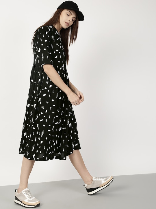 ether Women Printed Gathered Dress