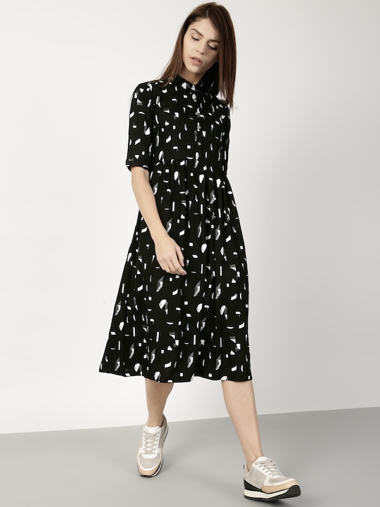 ether Women Printed Gathered Dress