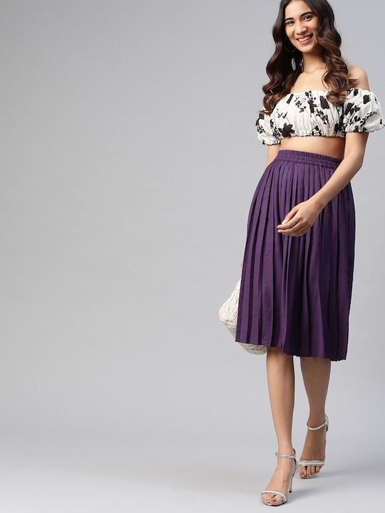 HERE&NOW Women Accordion Pleated A-line Skirt