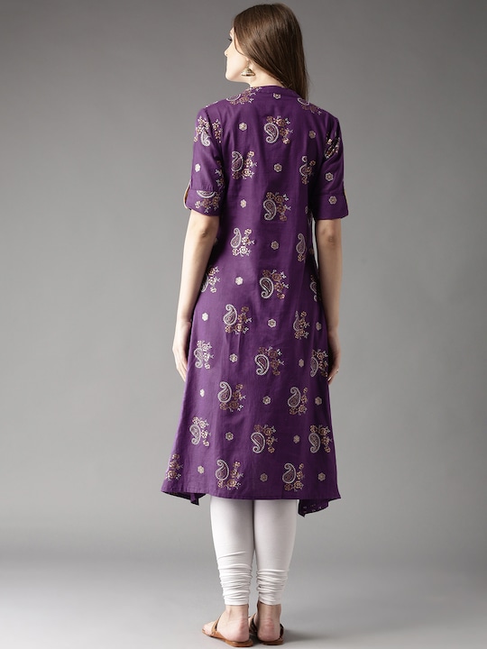 HERE&NOW Women Printed A-Line Asymmetric Kurta