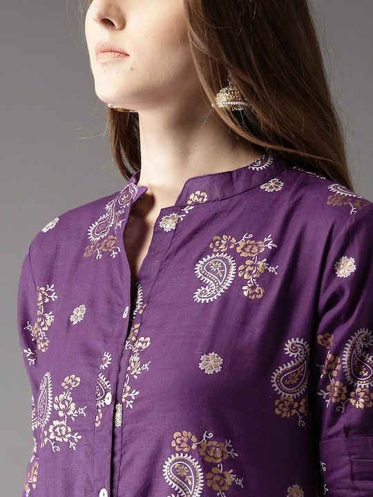 HERE&NOW Women Printed A-Line Asymmetric Kurta