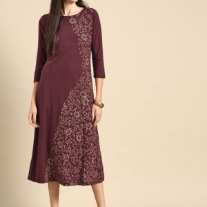 Anouk Ethnic Motifs A-Line Midi Dress