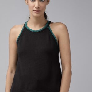 Roadster Black Racer Back Crochet Knit Top