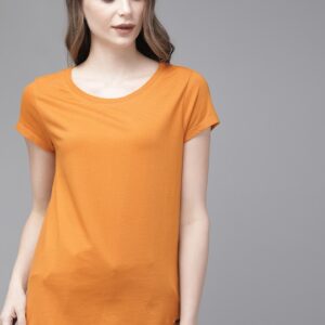 Roadster Women Solid Round Neck Pure Cotton T-shirt