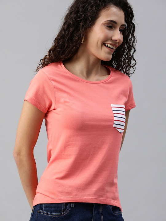 Mast & Harbour Women Solid Round Neck T-shirt