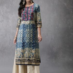 Anouk Women Printed Straight Kurta