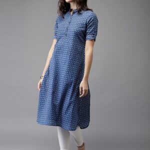 Moda Rapido Women Blue Printed A-Line Kurta