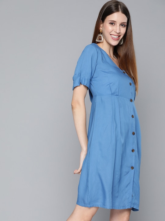 HERE&NOW Solid A-Line Dress