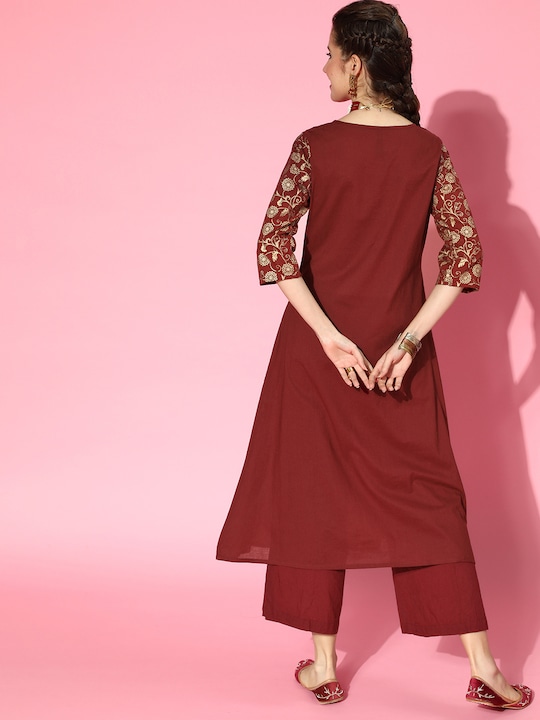 HERE&NOW Women Cotton Ethnic Motif Print A-line Kurta