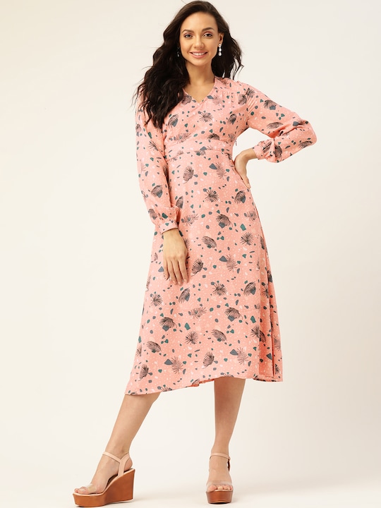 DressBerry Tropical A-Line Midi Dress