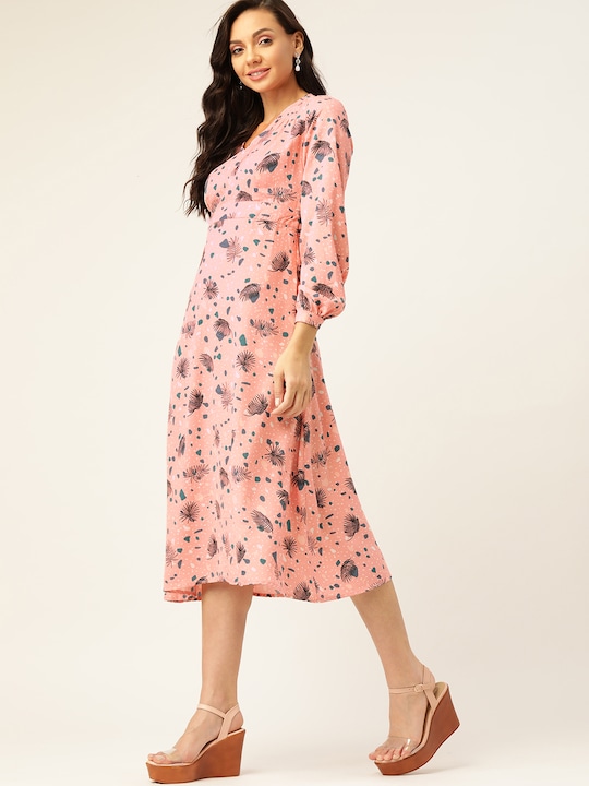 DressBerry Tropical A-Line Midi Dress