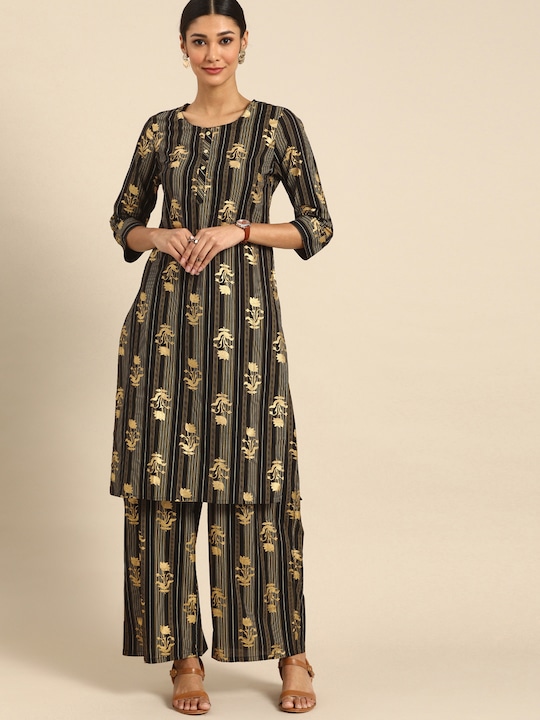 Anouk Women Floral Printed Kurta with Palazzos