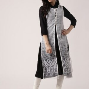 IMARA Women Solid Layered A-Line Kurta