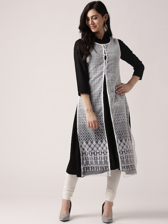 IMARA Women Solid Layered A-Line Kurta