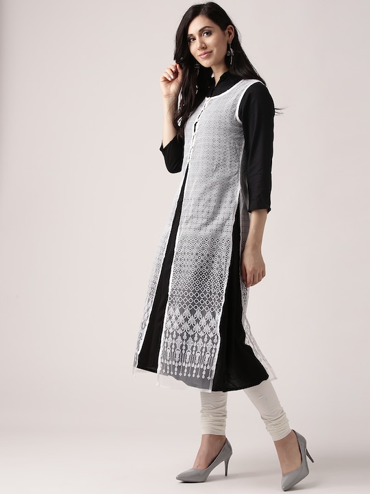 IMARA Women Solid Layered A-Line Kurta