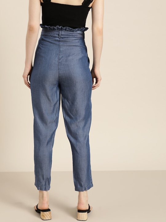 her by invictus Women Solid Chambray Trousers