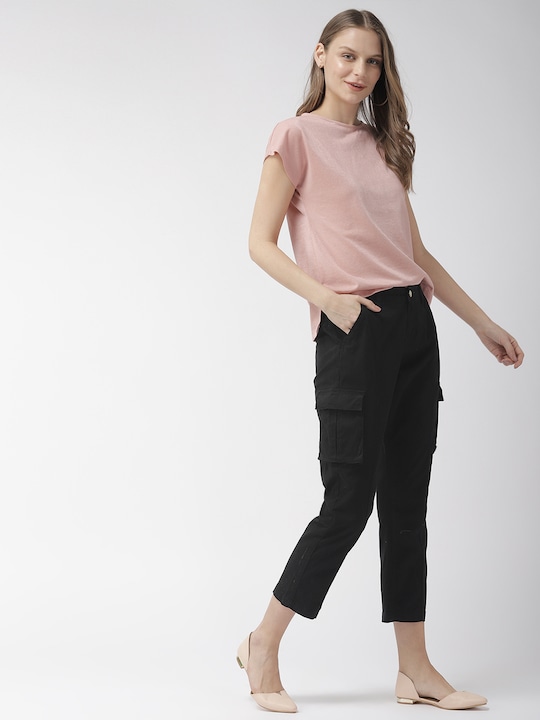 Mast & Harbour Women Black Three-Fourth Cargos