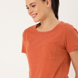 DressBerry Women Solid Round Neck Pure Cotton T-shirt