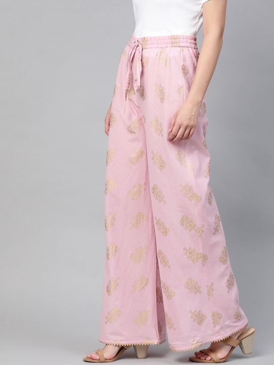 HERE&NOW Women Ethnic Motifs Printed Wide Leg Palazzos