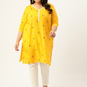 Sztori Women Plus Size Pure Cotton Floral Printed Kurta