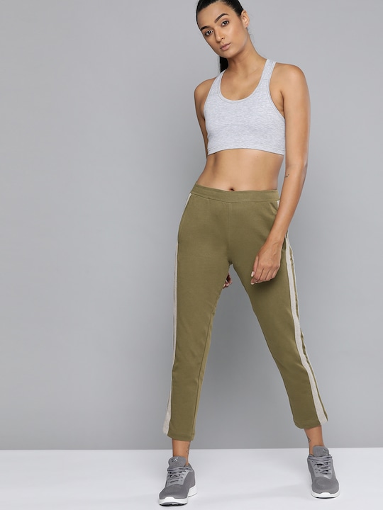 HRX Women Solid Slim Fit Bio-Wash Lifestyle Track Pants